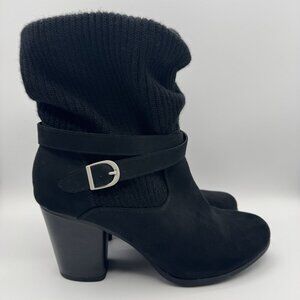 Torrid Boots Black Size 13 WW Sweater Sock Booties Buckle Wide Width Heel Zip Up